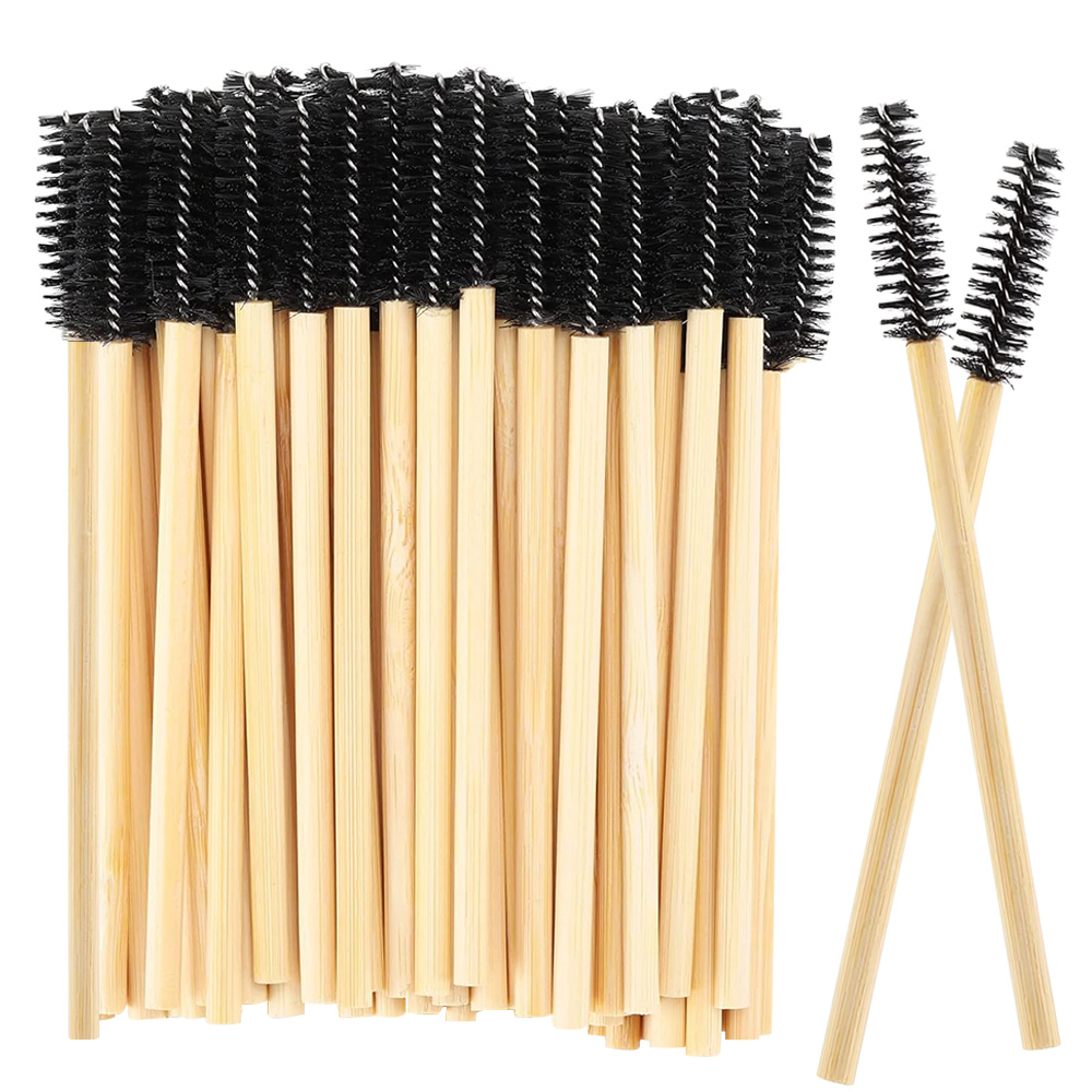 Eyelash Extension London - 50/100 Stück Wimpernbürsten mit Bambusgriff, Mascara-Applikatoren